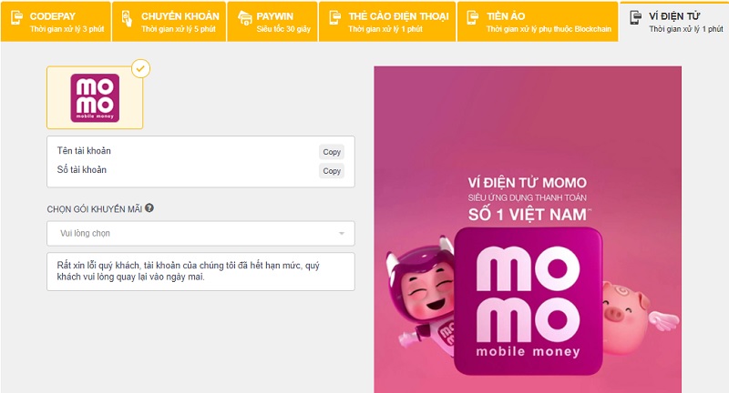 Ví điện tử Momo được ưa chuộng tại cộng đồng game thủ Việt Nam.