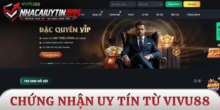 Chứng nhận uy tín của Vivu88