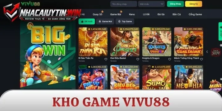 Kho game phong phú đáp ứng mọi nhu cầu của Vivu88