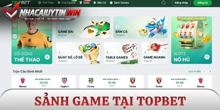 Sảnh game ăn khách không thể bỏ lỡ tại Topbet