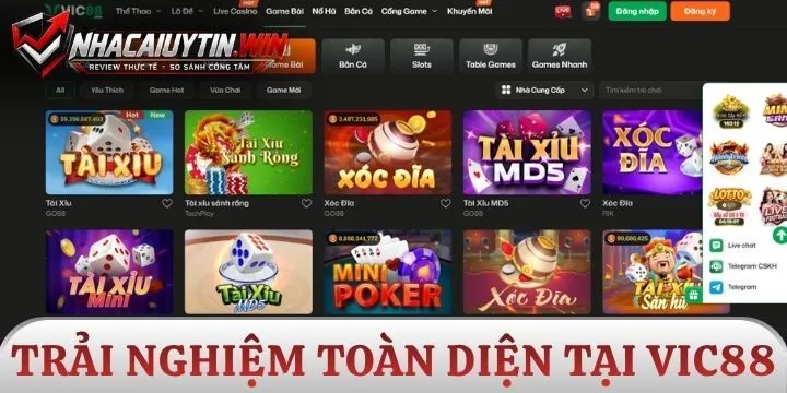 Trải nghiệm người dùng không có điểm trừ tại Vic88